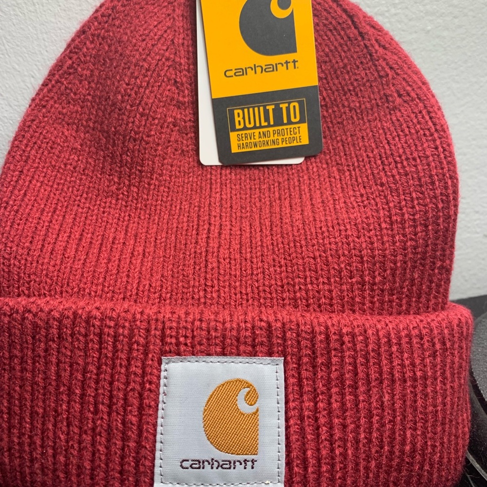 NWT Carhartt Cherry Red Ribbed Beanie - Picture 3 of 5